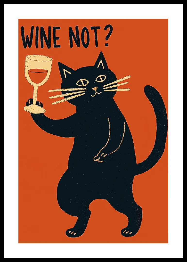 Wine Beer Bar - Black Cat Wine Not Funny Canvas