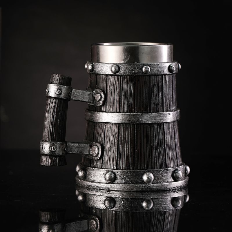 Wine Beer Glass - Wood Grain Beer Glass Resin Stainless