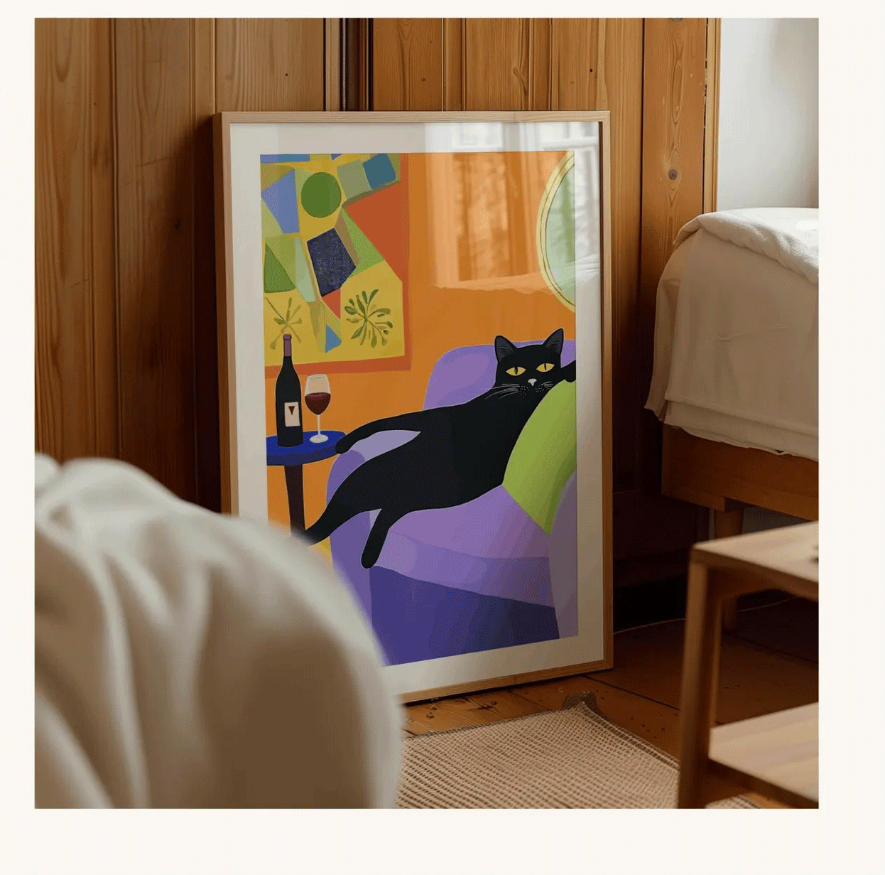 Retro Black Cat Wine Wall Art  - Wine Beer Bar recension och pris